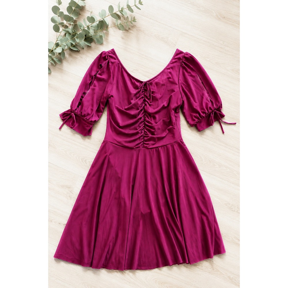 Weissman Burgundy‎ Lyrical Dance Costume Adult Large Ruched Contemporary Dress